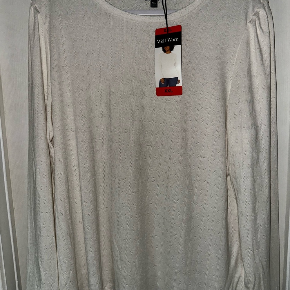 Well Worn Off-White Textured Long Sleeve Top